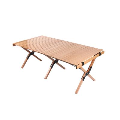 China Home Outdoor Portable Table Solid Wood Egg Roll Table Modern Camping Self-Motor Folding Table Picnic BBQ Table Travel for sale