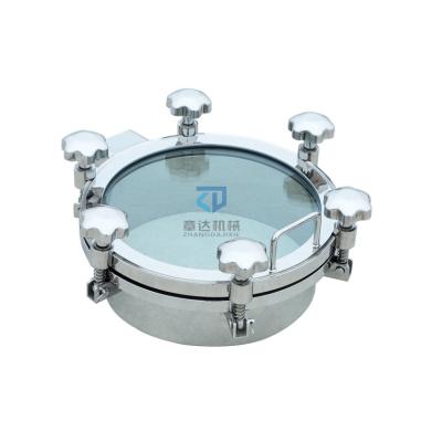 China Ss304/316 Round Flange Manway DN250-500mm Stainless Steel Visible Sanitary Manhole Manhole With Glass Sight for sale