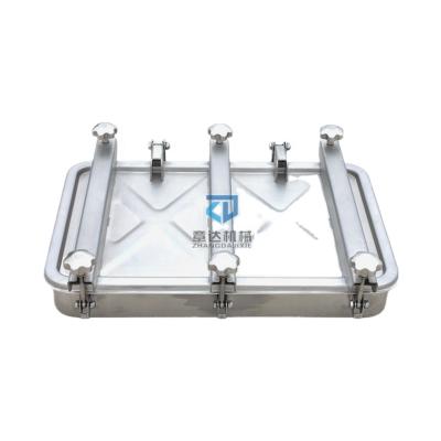 China Ss304/316 Manhole Para Tanques 760*470 Stainless Steel Sanitary Square Manway Rectangular Manhole Cover for sale