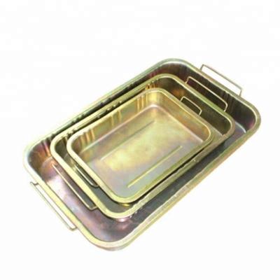 China Galvanized Metal Car Automotive Oil Drain Pan Drip Vehicle Drain Filters Oil Change Stickers for Garage Auto Parts Tools for sale