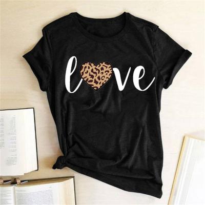 China 2021 Newest Women's Breathable Letter Print Round Neck Short Sleeve T-shirt Plus Size Blouse for sale