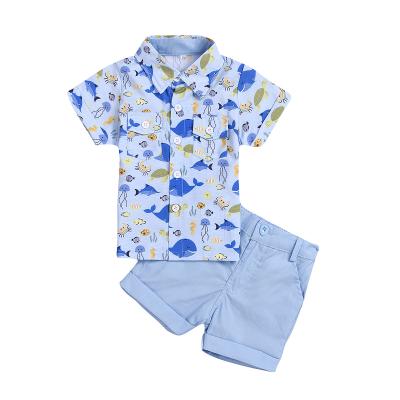 China 2021 NEW Summer Kids Clothing Set Kids Smart Casual Boy Clothes Flower Boys Clothing Sets for sale