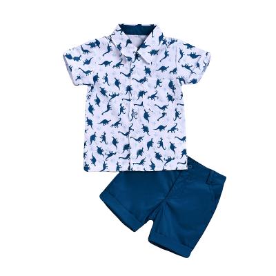 China 2021 NEW Summer Boys Smart Casual Clothing Sets Kids Clothing Set Kids Boy Clothes Flower Tie Shirts for sale