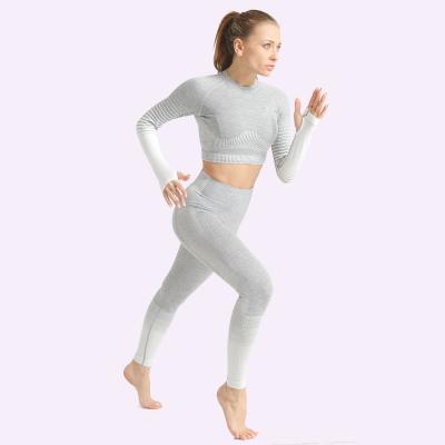 China Women Gym Fitness Sportswear Breathable Tops And Crop Pants Suit Seamless Sports Gaiters Yoga Sets 2021 for sale