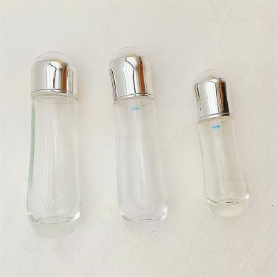 China Packaging 120ml 4oz Luxury Cosmetic Skin Care Cream Essential Oil Toner Glass Bottle With Cap for sale