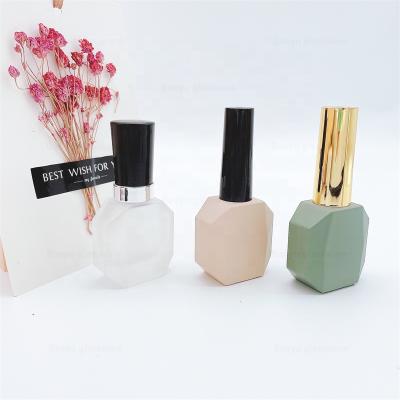 China Clear 10ml Nail Polish Oil Glass Hexagon Glass Nail Polish Bottle With Brush Cap for sale