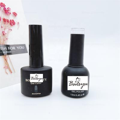 China OEM Private Label 10ml Nail Polish Oil Glass Custom Empty Cosmetic Black Bottle With Brush Cap for sale