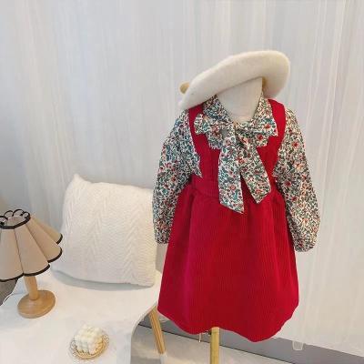 China Wholesale Hot Sale Casual Red Floral Children's Fashion Kids Dresses Girls Baby Casuals for sale