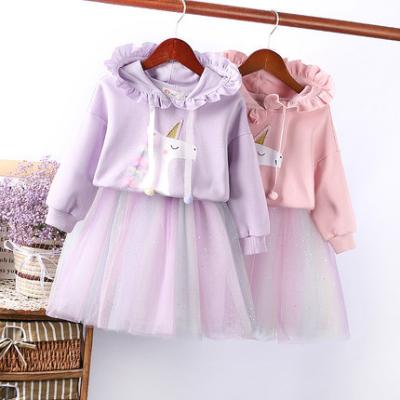 China Hot Selling Children Casual Wearing Casual Boutique Babies Long Sleeve Clothes Girls Dress Set for sale