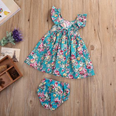 China Toddler Baby Casual 2 Piece Wear Suit Printing Kids Girls Top And Shorts Dress Set For Girls for sale