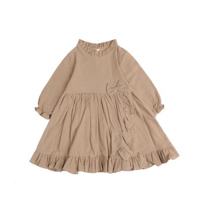 China Anti-wrinkle baby spring summer clothing cotton ruffle canvas kids wear casual dress dresses for girls for sale