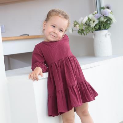 China Anti-wrinkle toddler girl fall dress long sleeve vintage play wear kids dresses solid tops winter outfits casual clothes for sale