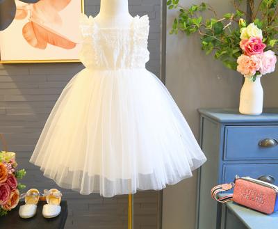 China Anti-wrinkle clothing wholesale fashion white party princess birthday dresses kids girls children lace up dress kids costumes for sale