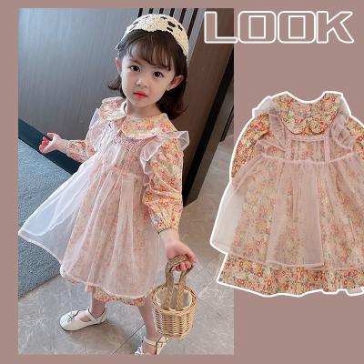 China Hot Selling Anti-wrinkle Babies Long Sleeve Casual Dress Wholesale Girls Floral Long Sleeve Dress Babies Dress for sale