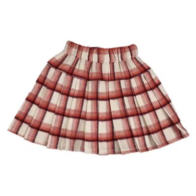 China Fashion Anti-wrinkle Soft Kids Clothes Elastic Waist Plaid Pleated Kid Girls Skirts for sale