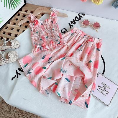 China Cotton /polyester kids clothes wholesale summer beach sleeveless set outfits boutique girls clothing sets for sale