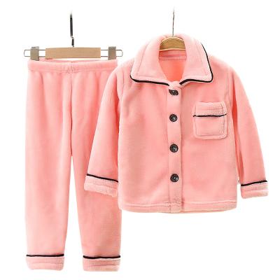 China Matching winter kids thermal flannel fleece pajamas set wholesale warm pj clothing for sale