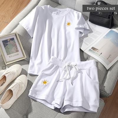 China New Summer Casual Suit Girls' Short Sleeve T-shirt Shorts Children's Two-Piece Set for sale