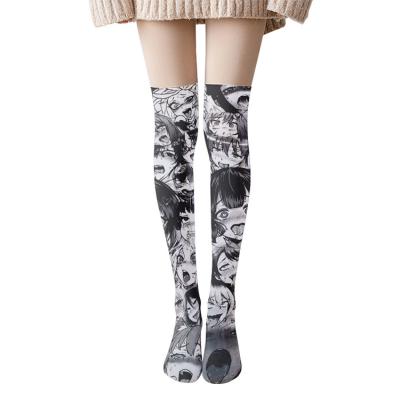 China Wholesale Custom Funny Socks QUICK DRY Cartoon 20D Print Cute Designer Women's Hosiery Lolita Thigh Highs for sale