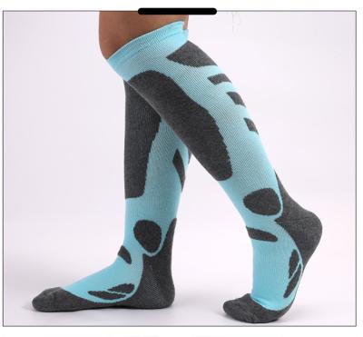 China Custom Breathable Thick Warm Passionate Blue Color Cotton Outdoor Sport Increasing Ski Socks For Men for sale