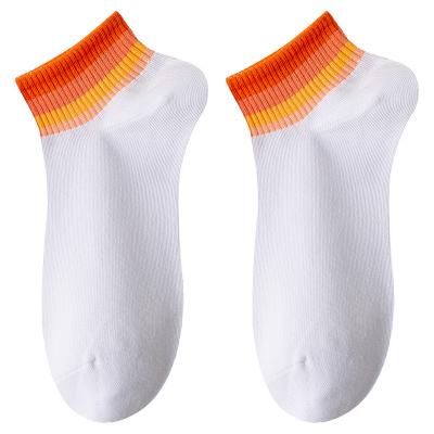 China YS-L2207 Anti-Fault Rainbow Women Lady Ankle Crew Solid White Sox Socks Te koop