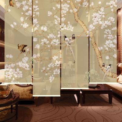 China Chinese Roller Blind Door Curtain UV Protection Printing With Flower And Bird Painting for sale