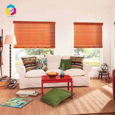 China UV Protection Remote Control Automatic Fake Wood Blinds Motorized Venetian Blinds for sale