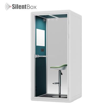 China Metal + Glass Sound Proof Acoustic Office Booth Desk Meeting Pods Reverberation Room Soundproof Booth for sale