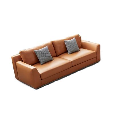 China Modern PU Office Sofas Orange Color PU Leather Office Sofa Set for sale