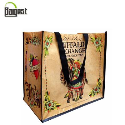 China Full Handled Printed Recycled Ethylene Terephthalate RPET Shopping Bag for sale