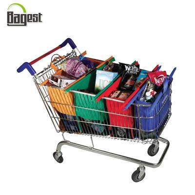 China Rope Handle BSCI Audit Foldable 420D Polyester Supermarket Trolley Bag For Shopping for sale