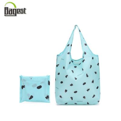 China Eco Friendly Portable Supermarket 190t/210d/210t Polyester Folding Foldable Bags With Small Pocket for sale