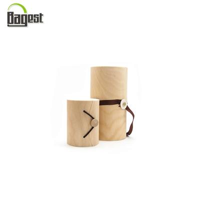 China China Cylinder Shaped Birch Single Bottle Wooden Perfume Box for sale