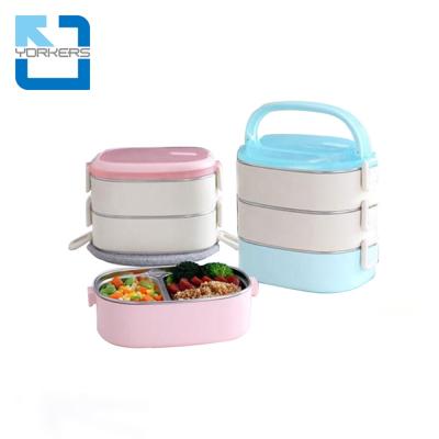 China Viable Multilayer 304 Compartment Meal Prep Food Containers Stainless Steel Bento Box for sale