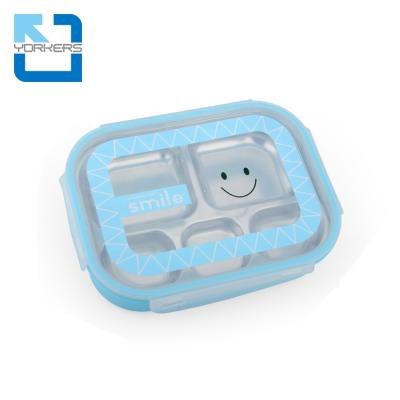 China Cute Food Container 304 Metal Freshness Keeping Tiffin Compartment Dish Kids Stainless Steel Bento Lunch Box for sale