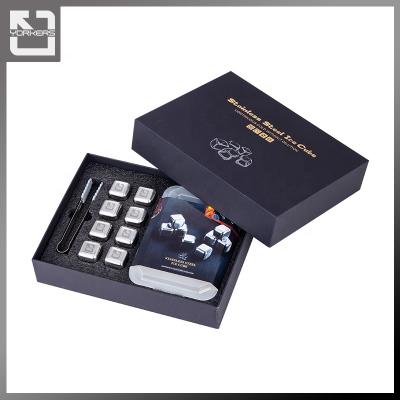 China Sustainable Reusable Stainless Steel Ice Cube Gift Set - Wholesale Customized Logo 304/316 Stainless Ice Cube With Tongs And Ice Storage Box for sale