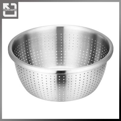 China Stocked 304 Stainless Steel Draining Bowl - Large Stainless Steel Direct Kitchen Wash Order Drain Basket Strainer Vegetable Rinse Bowl for sale