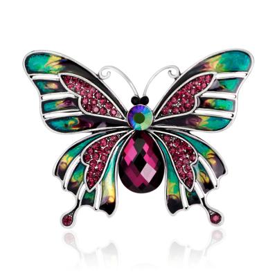 China New Korean Hip Hop Brooches Enamel Retro Oil Drip Butterfly Brooch Palace Brooch With Current Wholesale Jewelry for sale