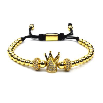 China FASHIONABLE High Zircon Crown Spacer Braided Bracelet Fashion Bangle Designer Charms For Diy Bracelet Retro for sale