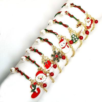 China New Holiday Christmas Ornaments Santa Tree Snowflake Elk Snowman Bracelet Christmas Gift for sale