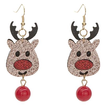 China TRENDY Christmas Earrings Spirals Red Elks Bells Earrings Christmas Tree Cute Pendant Earrings Gift Red Elk Ornaments for sale