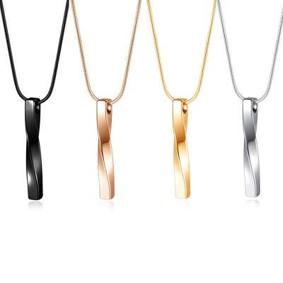 China Wholesale CLASSIC Creative Spiral Personality Twisted Cube Bar Titanium Steel Pendant In Factory Price Vintage Long Necklace for sale