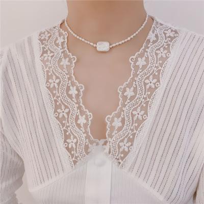 China 2021 cute new retro baroque freshwater necklace special-shaped creative french pearl for women jewelry for sale