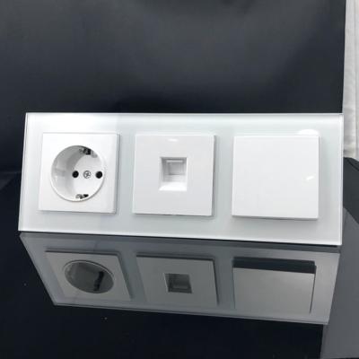 China View 86mm EU standard brand residential/general purpose glass OEM colors OEM wall electrical outlet socket for sale