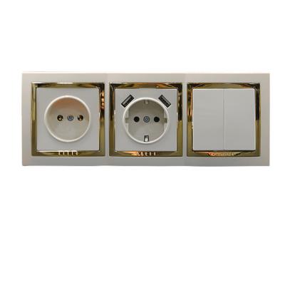 China Residential / General Purpose French German Type EU Standard Color Customized Electrical Switch Socket Set for sale