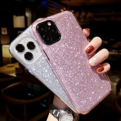 China TPU+PC For iPhone 13 Case Glitter Bling Luxury Candy Color For iPhone 13 Pro Max Phone Cases Soft TPU Solid Glossy Back Cover for sale