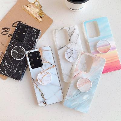 China Marble TPU+PC Phone Stand Case For Samsung Galaxy S22 Ultra S10 S9 S8 Note 10 Plus A51 A71 A50 A30 A20 A10 S10E A70 A90 Case Cover for sale