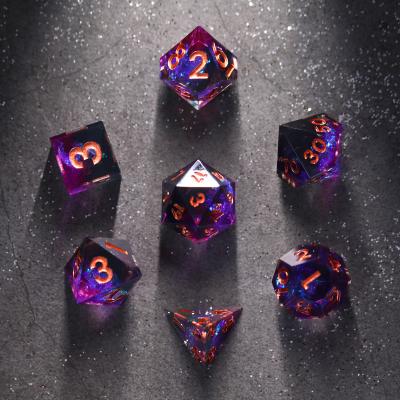 China Polyhedral Dice Set Gifts 7pcs Luxury Purple Amethyst DND Polyhedral Dice Set 7 Role Playing Game Gemstone Dice for sale