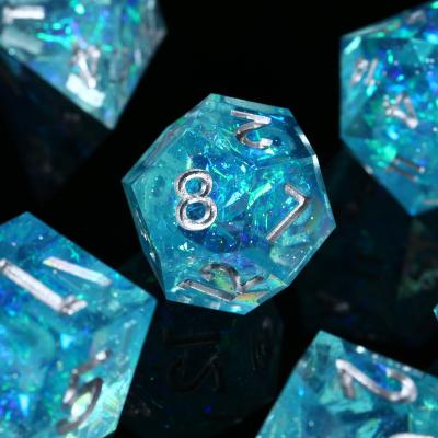 China Polyhedral Dies Set 7pcs Polyhedral Dies Set With D4 D6 D8 D10 D% D12 D20 Dies Decorations Set Dnd Dice Blue For Party for sale