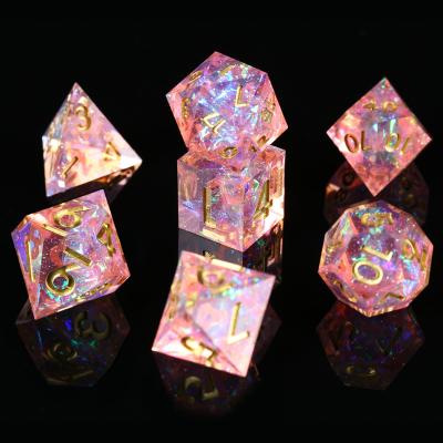 China Polyhedral Dies Set 7pcs To Swirl Mixed Color DND RPG Polyhedral Dies Set Bead Family Toys Party Roll Game Dung Polyhedral Dungeons And Dragons RPG DND for sale